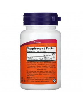 NOW Foods, MK-7, витамин K2, 100 мкг, 60 растительных капсул